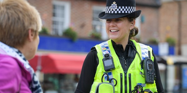 Female police officer smiling